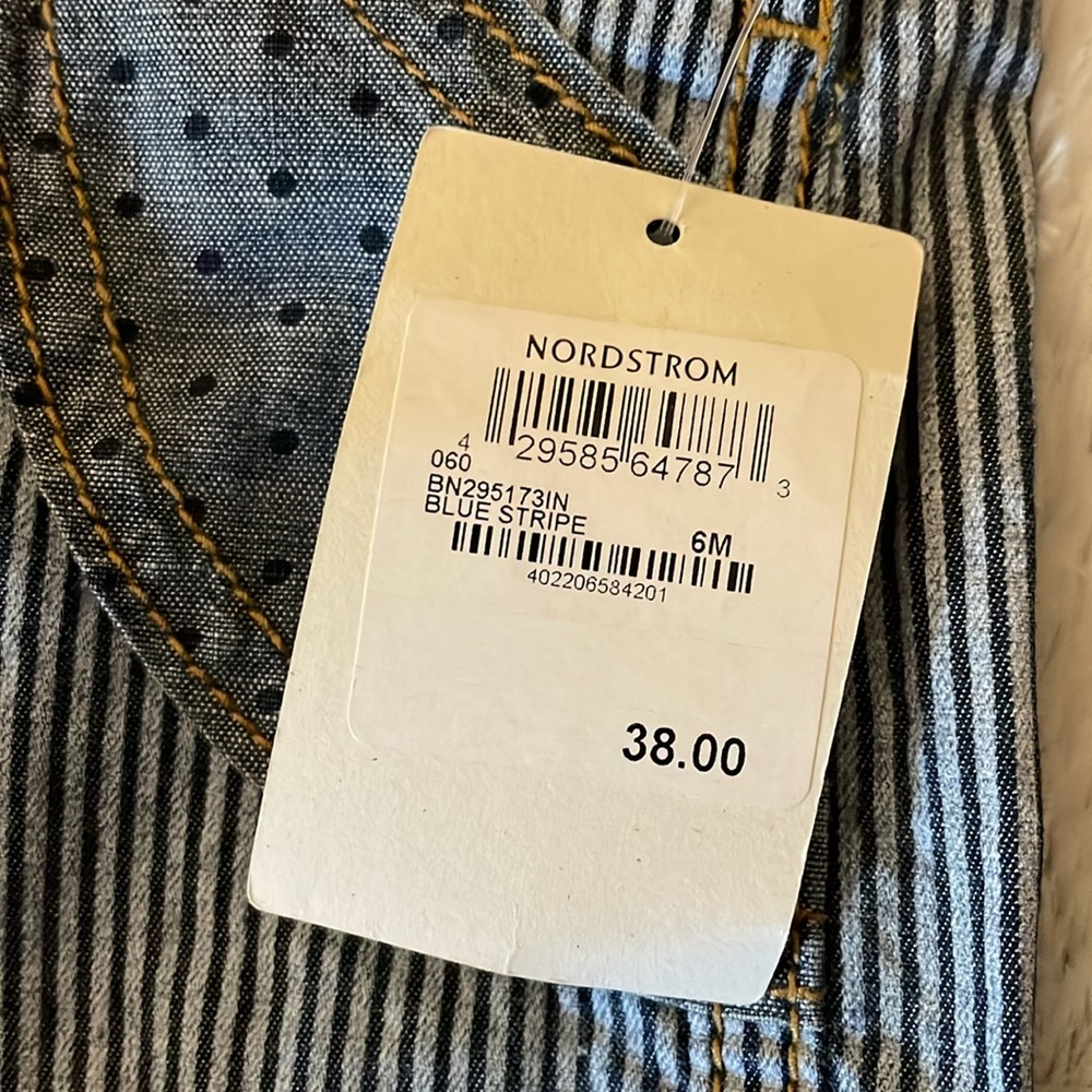 NWT Tucker + Tate Blue Railroad Stripe Overalls.  Size 6 months - Picture 4 of 5